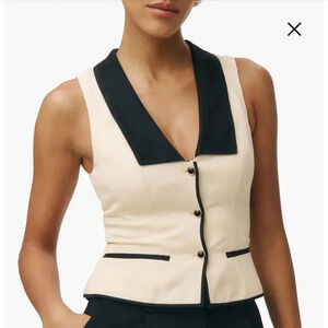 Reformation Black and Cream Sleeveless Blouse